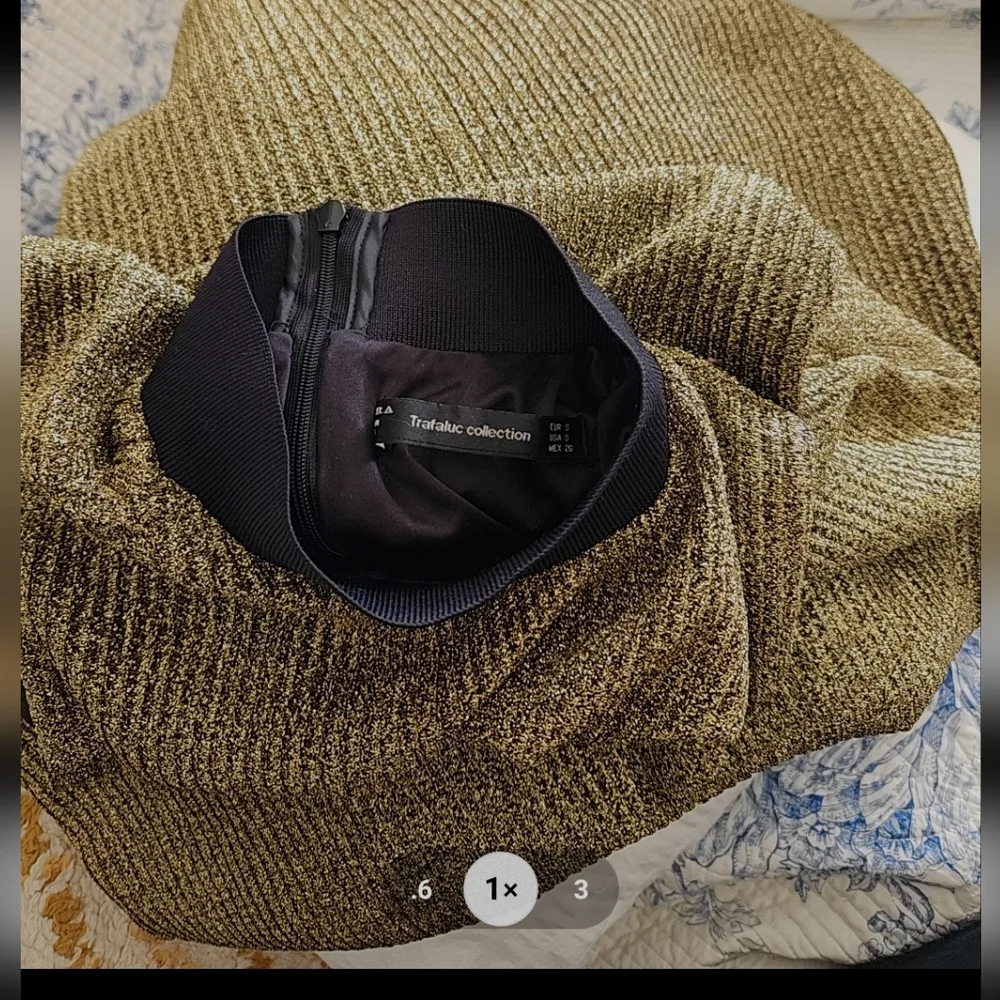 Zara Dress Metallic Gold Size S - Picture 3 of 3